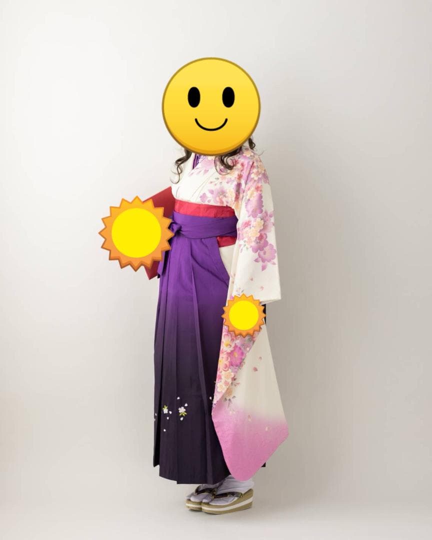 振袖・長襦袢・袴の３点セット　大学生　卒業式　成人式　正絹トールサイズぽっちゃり