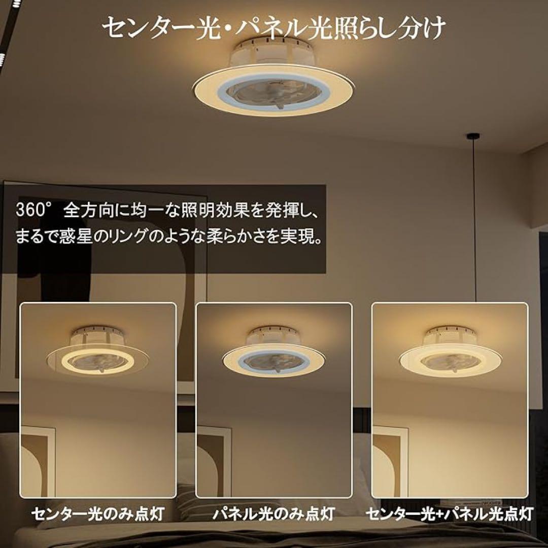 空調効率アップ❣️シーリングファン　12畳用　首振り　静音　4500lm 正逆回転