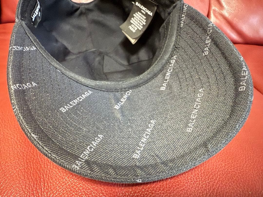 BALENCIAGA 総柄ロゴ キャップ 黒 L59 正規品 鑑定可