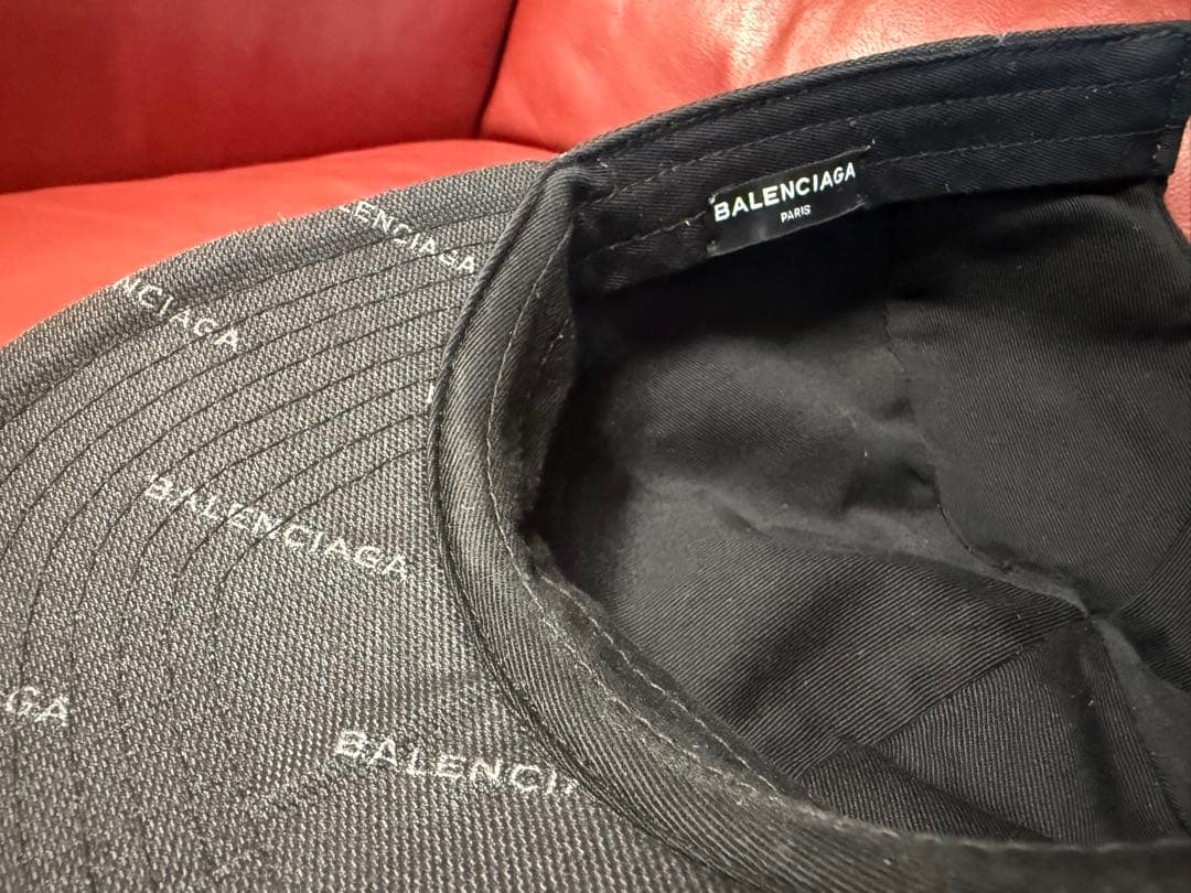 BALENCIAGA 総柄ロゴ キャップ 黒 L59 正規品 鑑定可