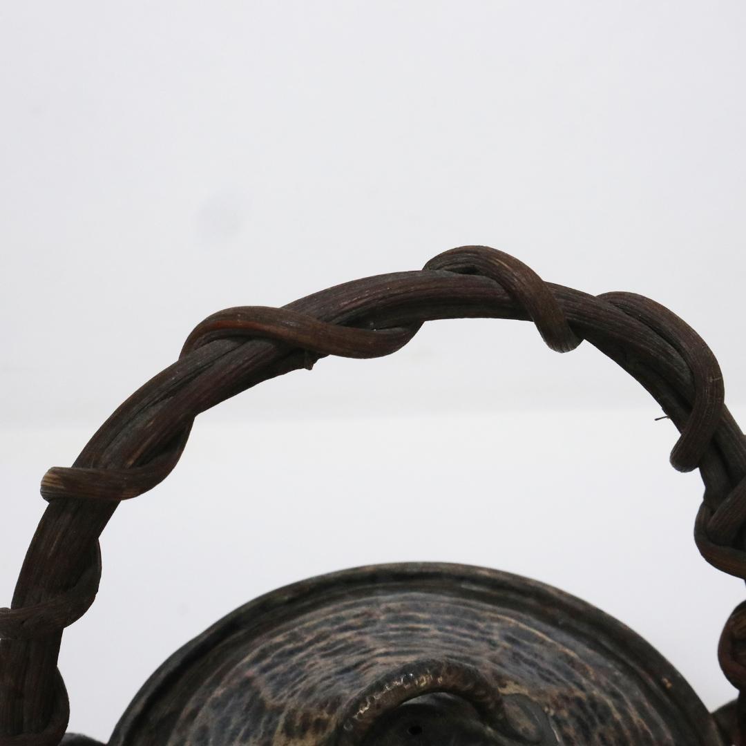 錫製　 急須　 籐提手　アンティーク