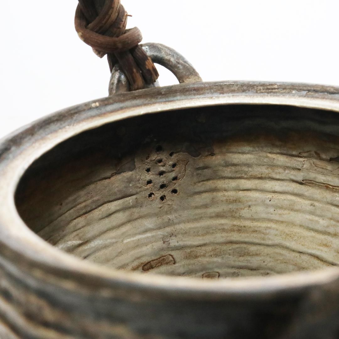 錫製　 急須　 籐提手　アンティーク