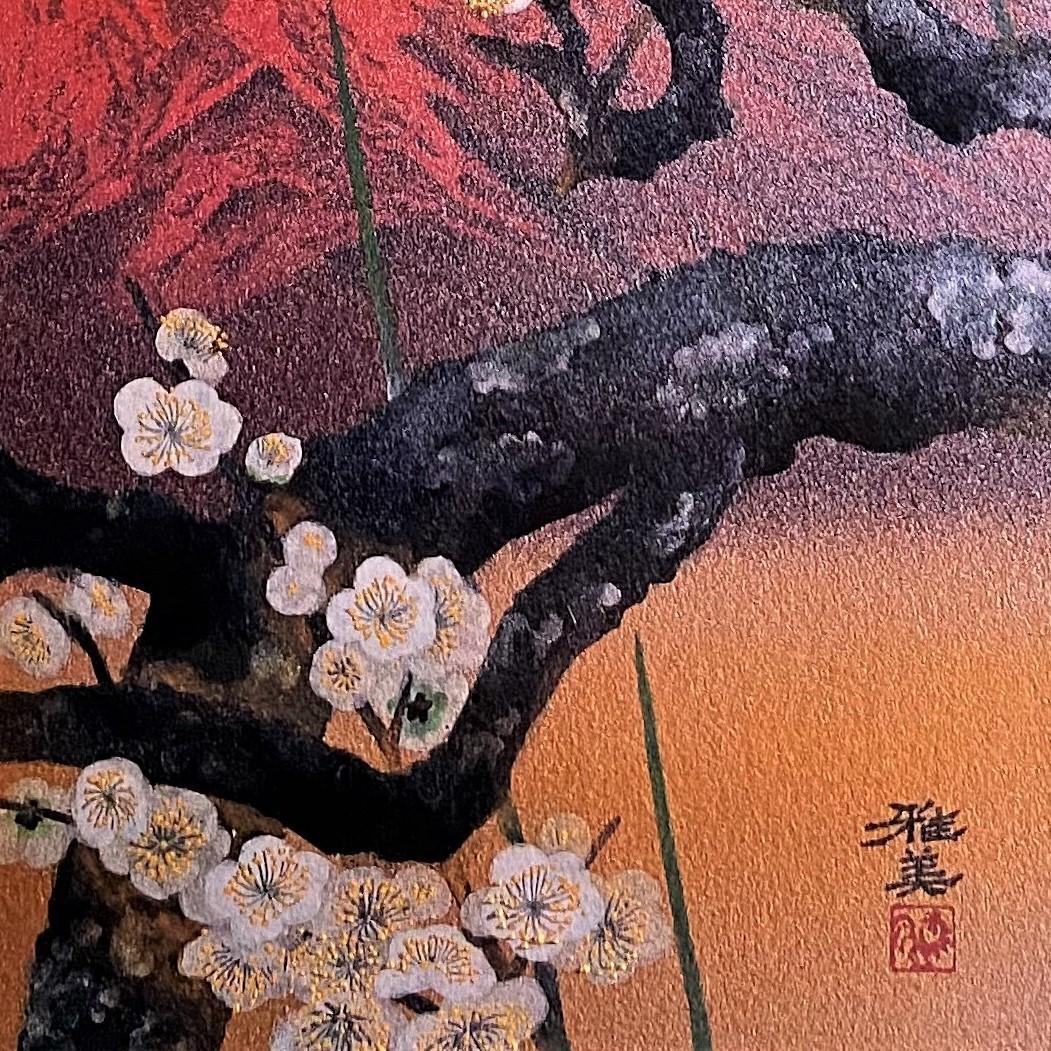 小谷津雅美、【新春赤富士】、希少な額装用画集より、新品額装付