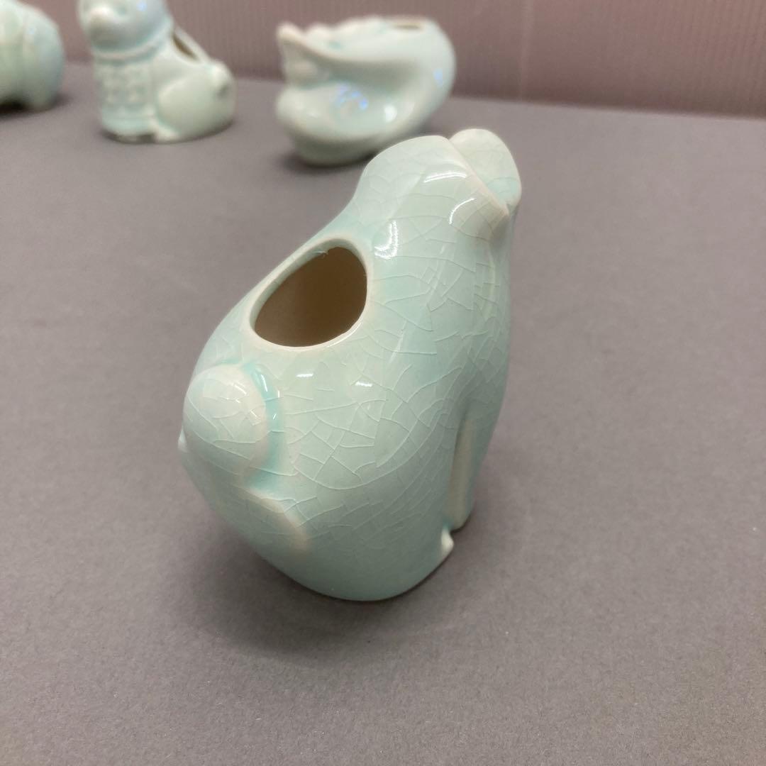 骨董品　青磁　干支　爪楊枝入れ　S128ET