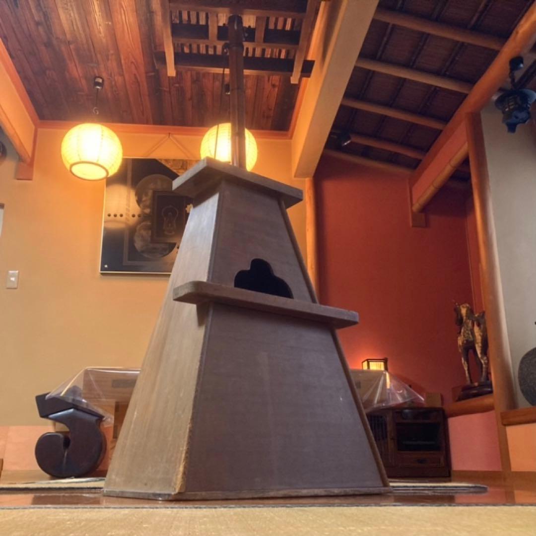 古い味のある大きな踏み台 置物台 花台 飾り棚 ラック 大型 特大 木製 レトロ