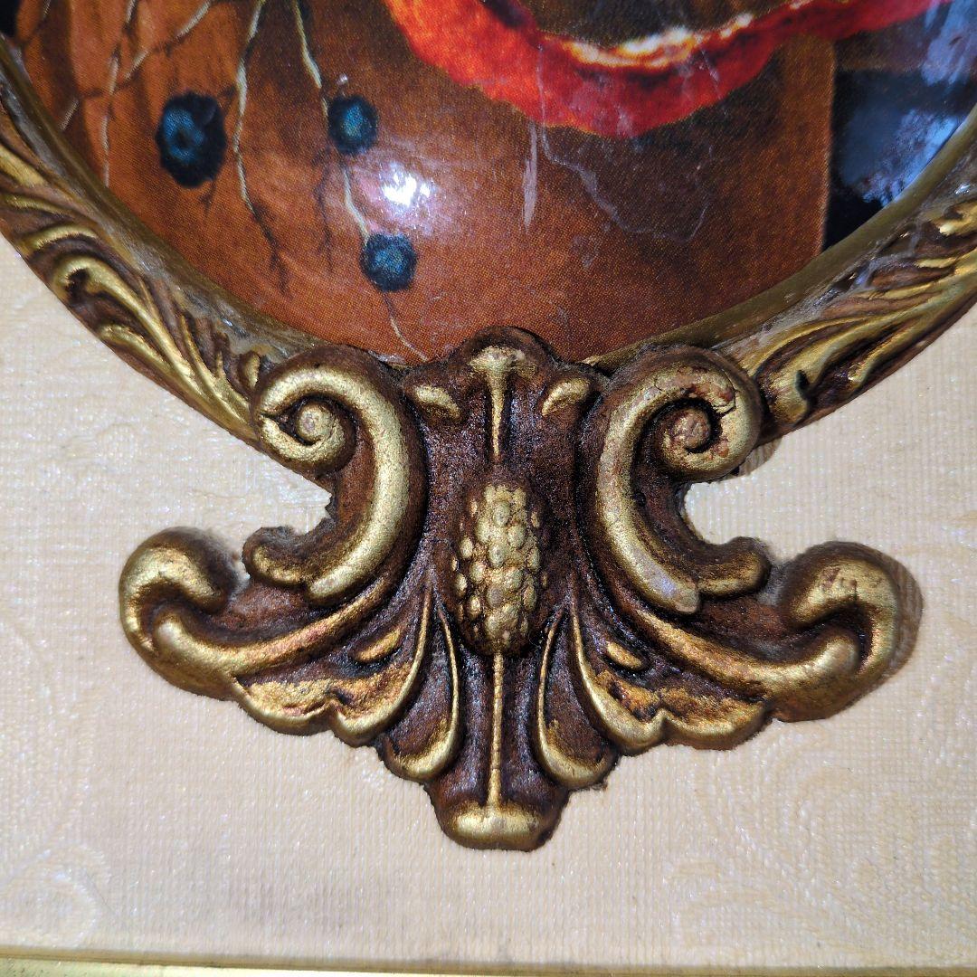 美品、アンティーク風額縁、フルーツ柄入り、立体型