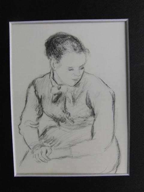 カミーユ・ピサロ【座る農家の少女】、希少な画集画、新品高級額