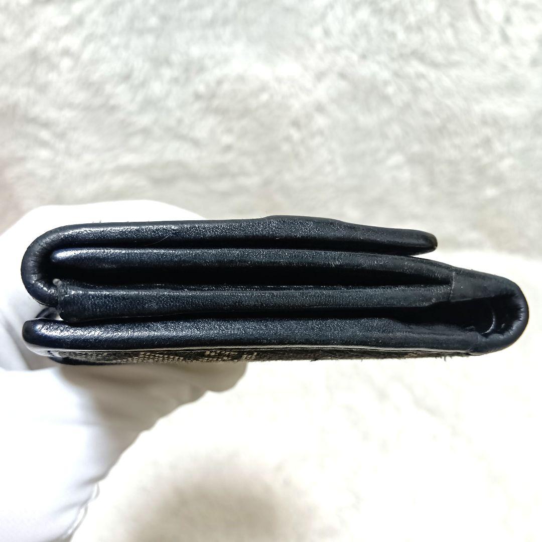 クリスチャンディオール　二つ折り財布　キャンバス　レザー　シルバーロゴ　正規品