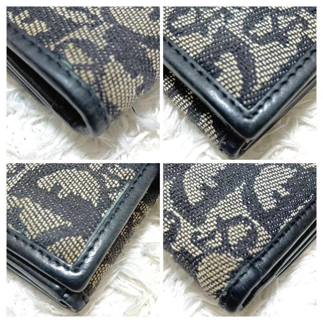 クリスチャンディオール　二つ折り財布　キャンバス　レザー　シルバーロゴ　正規品