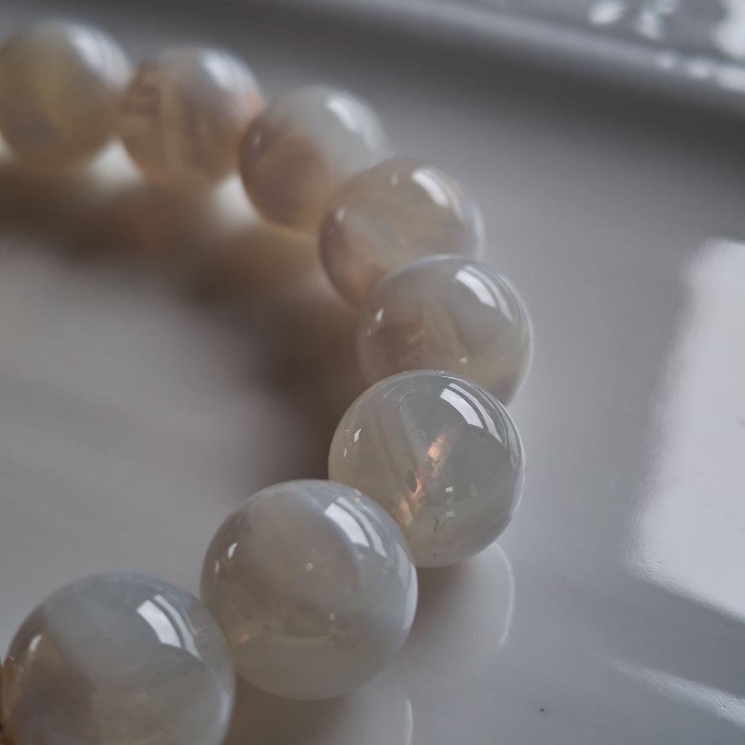 銀線水蓮花回紋緑度母天珠　スノーガーデン　ムーンクオーツ