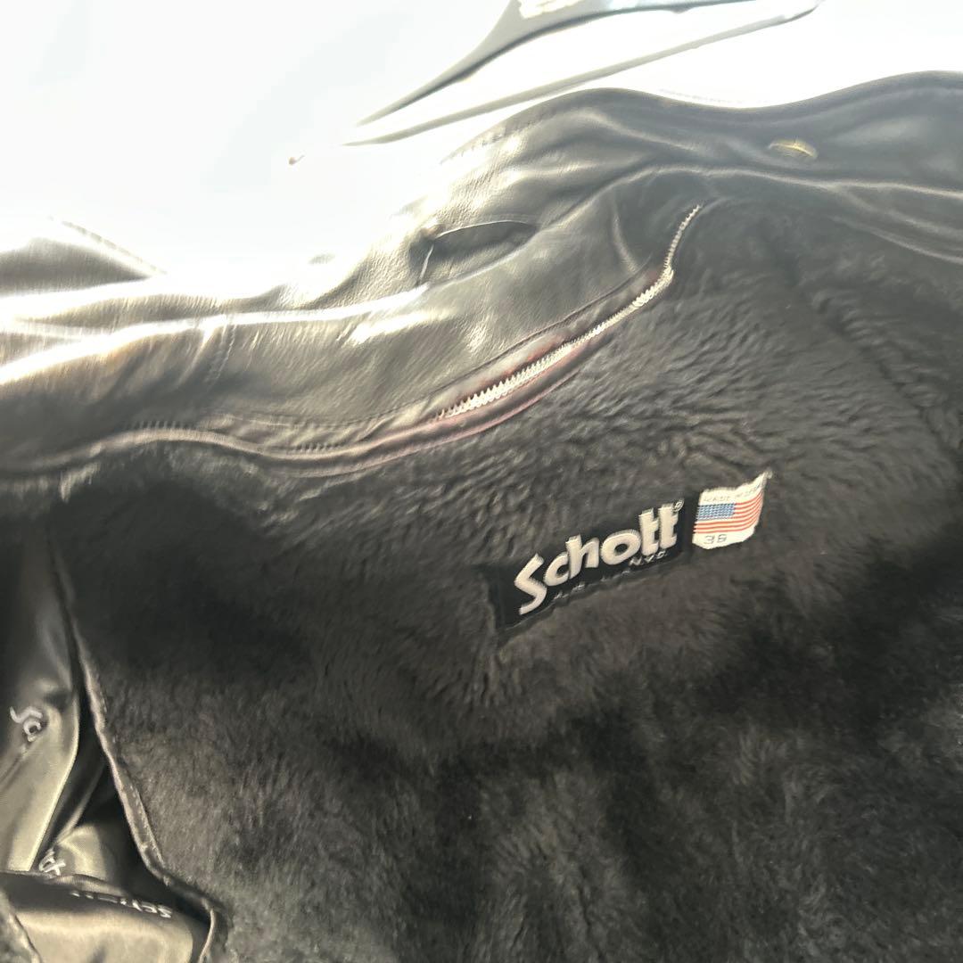 Schott シングルライダース 黒 レザー　36 ライナー、ハンガー付141