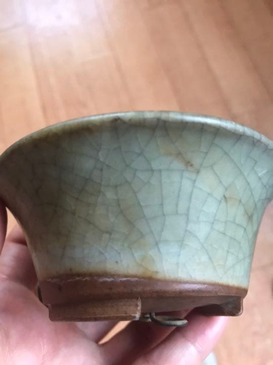 盆栽鉢　希少盆栽鉢青磁氷裂貫入丸鉢2個、白乳鉢の3個セット小品盆栽鉢サボテン