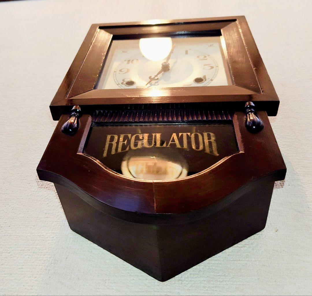 〈完動・美品〉今津菊次郎時計店　小さな角型変形ゼンマイ振り子時計 古時計