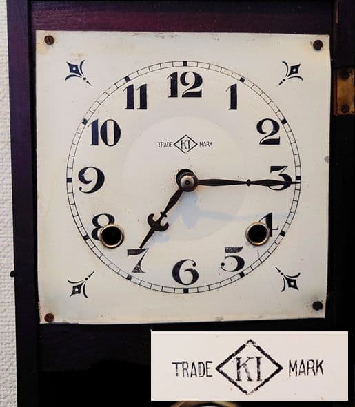 〈完動・美品〉今津菊次郎時計店　小さな角型変形ゼンマイ振り子時計 古時計