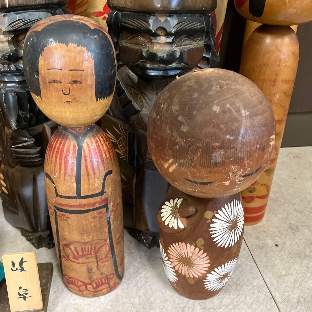 D-3 昭和レトロ 木製 こけし 小芥子 ニポポ 14体セット まとめ売り
