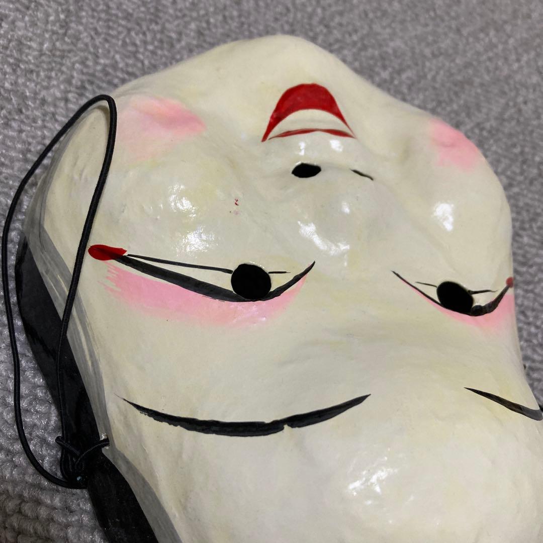 明治期 張り子 お多福面 おかめ面 ヴィンテージ 民俗仮面 古道具 骨董品 １