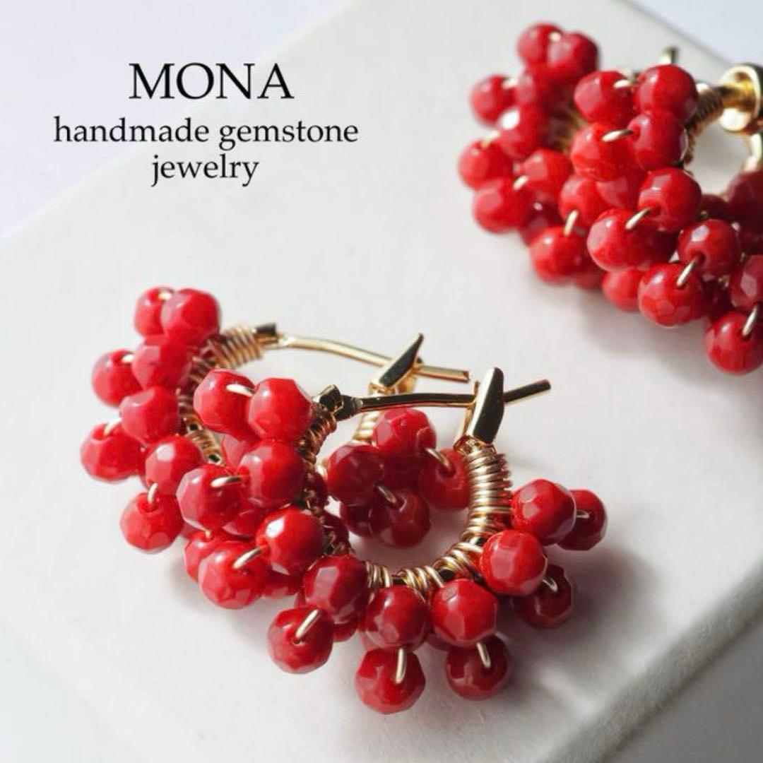 【きよ】レッドカラーコーラル(赤珊瑚)のシンプルネックレス