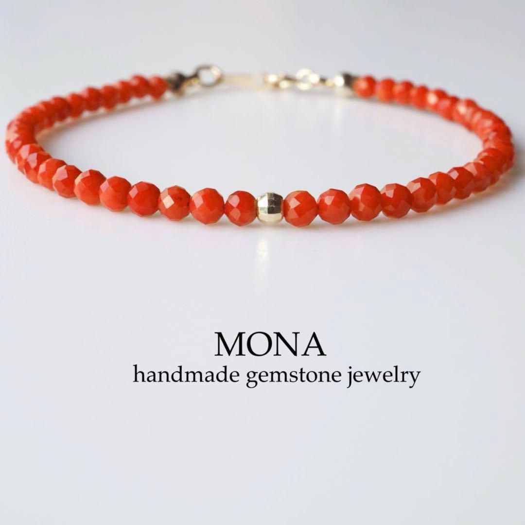 【きよ】レッドカラーコーラル(赤珊瑚)のシンプルネックレス