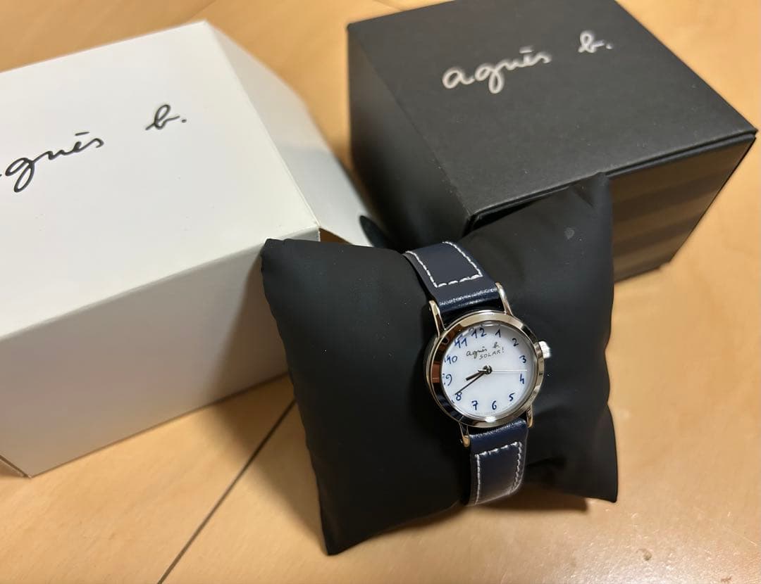 【新品】アニエスベー　ネイビー レザーベルト 時計