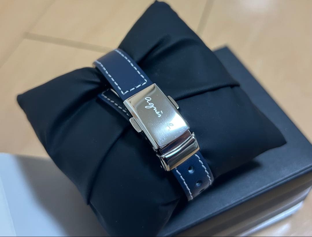 【新品】アニエスベー　ネイビー レザーベルト 時計