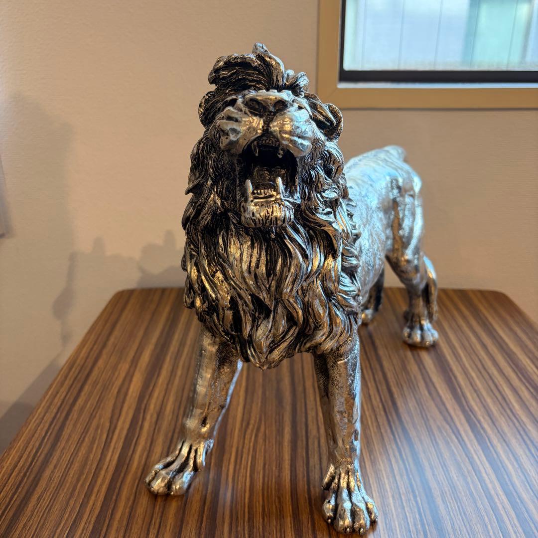 ライオン 彫刻 シルバー マツコ会議 置物 オブジェ アンティーク