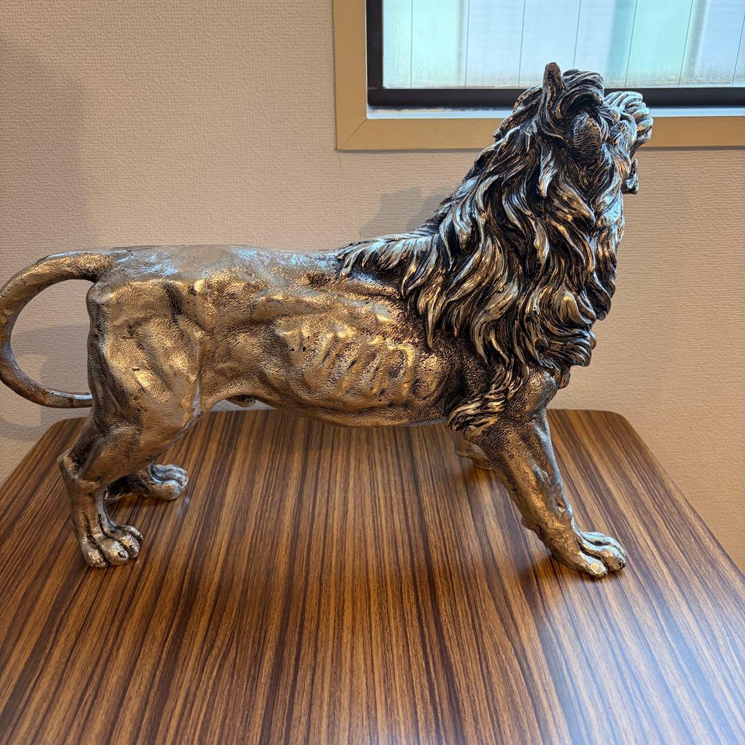 ライオン 彫刻 シルバー マツコ会議 置物 オブジェ アンティーク