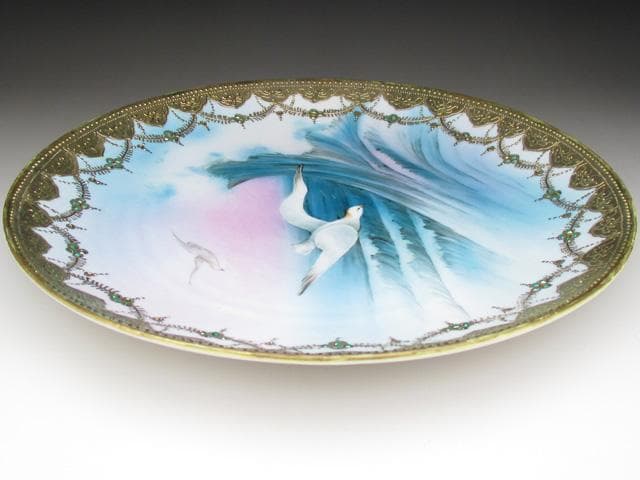 オールドノリタケ 金盛りジュール カモメ絵 プレート 27cm