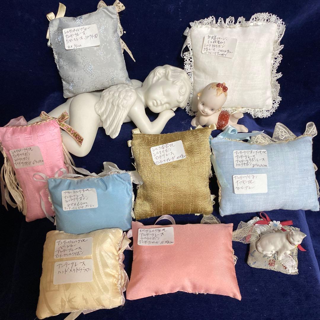 アンティークミニクッション8個グーグリベビー猫のタマちゃん