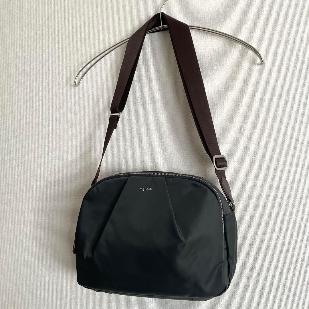 美品　agnes b.アニエスベー　ナイロン　ショルダーバッグ　ダークグレー