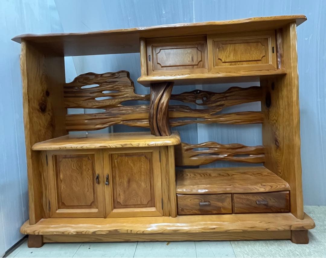 貴重　屋久杉 良質杢 飾り棚 茶棚 サイドボード リビングボード 茶箪笥