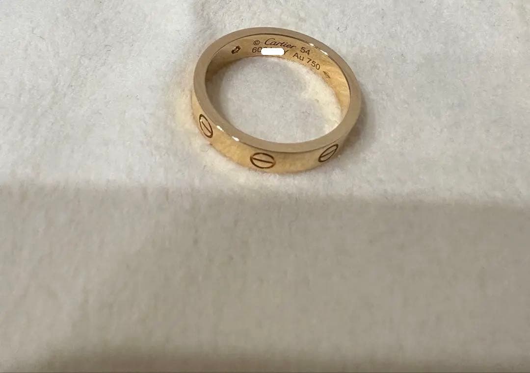 【美品・付属品あり】Cartier ラブリング K18YG ダイヤ1P 14号