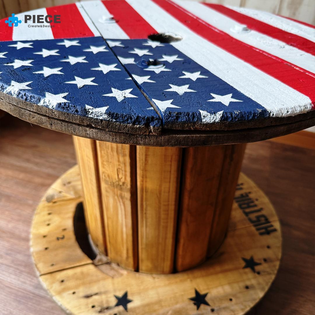 ケーブルドラム 電線ドラム テーブル アメリカン インテリア ガレージ 星条旗③