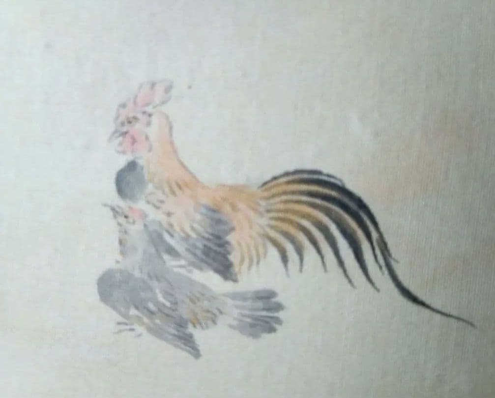 掛け軸、釈迦涅槃図、本物宇喜田(浮田）一惠(1795～1859）画、絹本