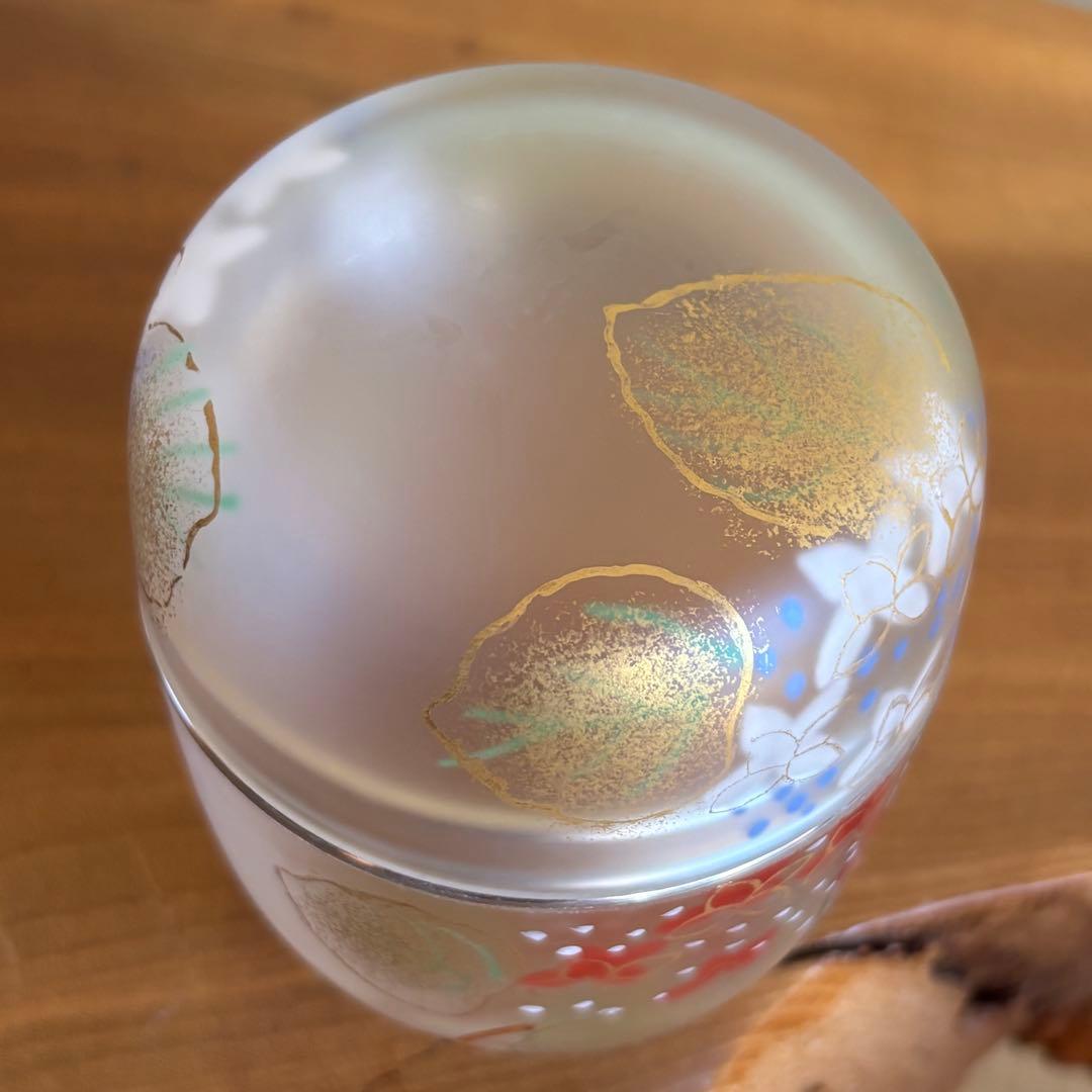 義山 硝子 棗 水崎長寿 紫陽花 共箱 茶道具