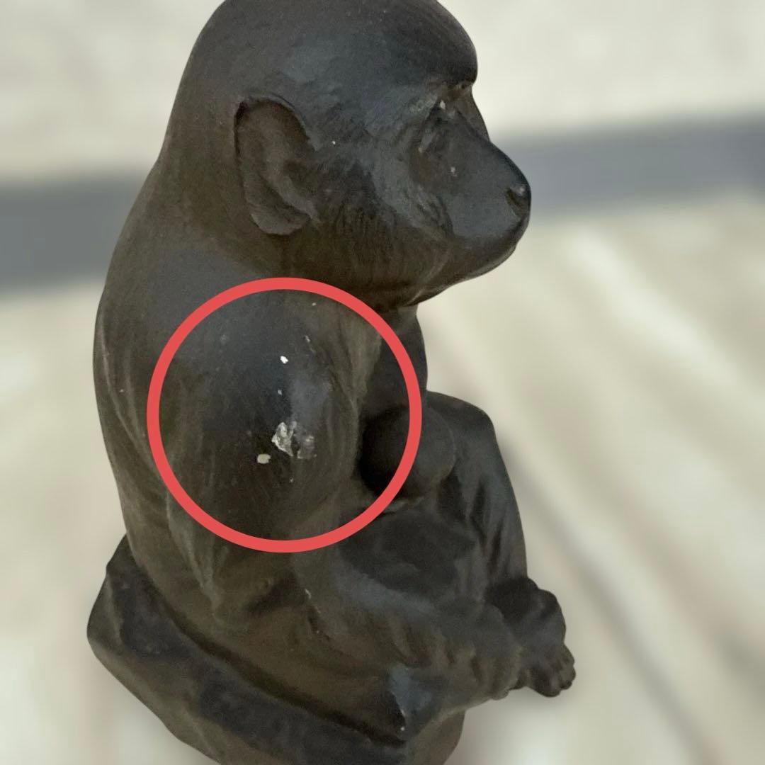 高岡鉄器　環水作　鉄製　猿の置物 約20cm オプジェ