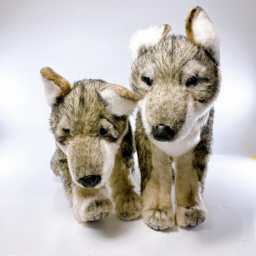 HANSA 子オオカミ 立ち・座り姿 2体セット　オオカミ　|2410|