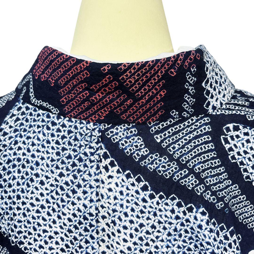 A98夏着物　洗える　有松鳴海絞り 高級浴衣 花 綿　祭り　花火会