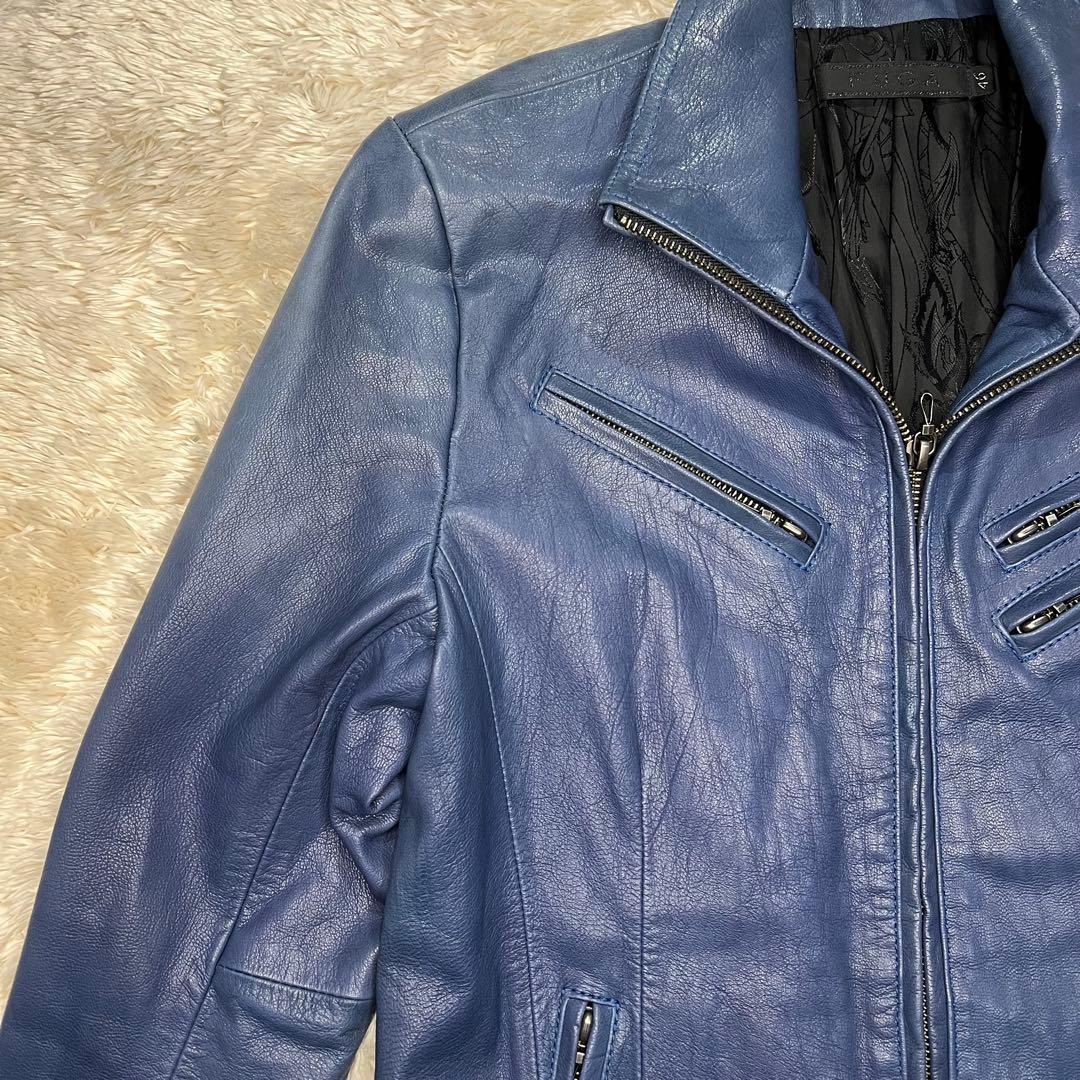 FUGA シングル ライダース ジャケット ジップ Y2K 総柄 ハイネック