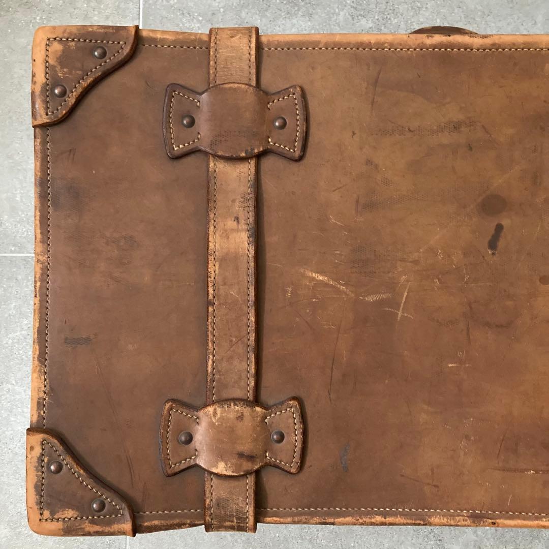 超特大 ヴィンテージ レザートランクケース トランクバッグ 73cm×41cm⑥