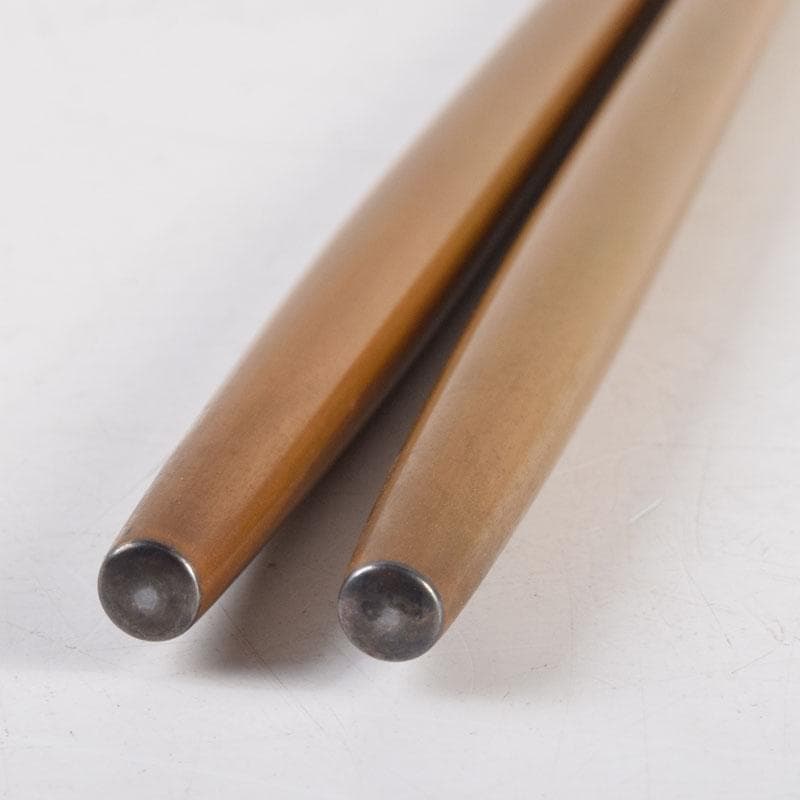 茶道具　金屋　金谷五郎三郎作　黄銅　銀頭大根式　火箸　共箱　N　9215