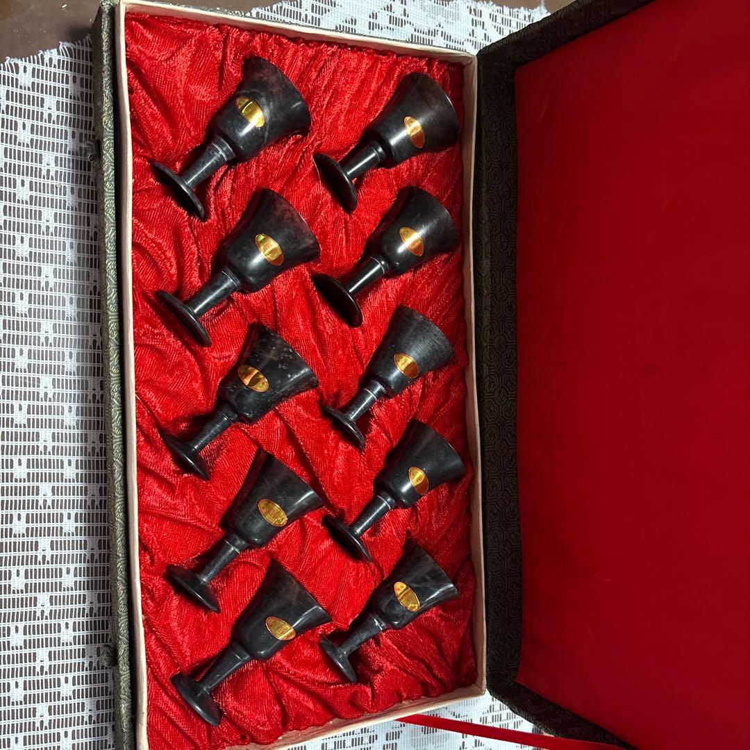 夜光杯　中国甘粛省酒泉の特産　未使用美品　化粧箱入り10枚セット