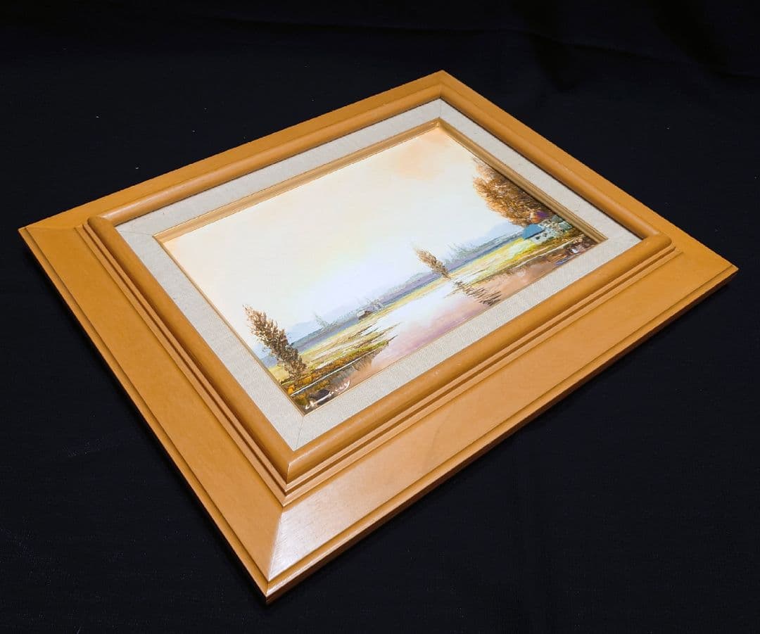 【梶木稔】 作家物 サイン 日高牧場 絵画 風景画 油彩 肉筆 油絵 額縁