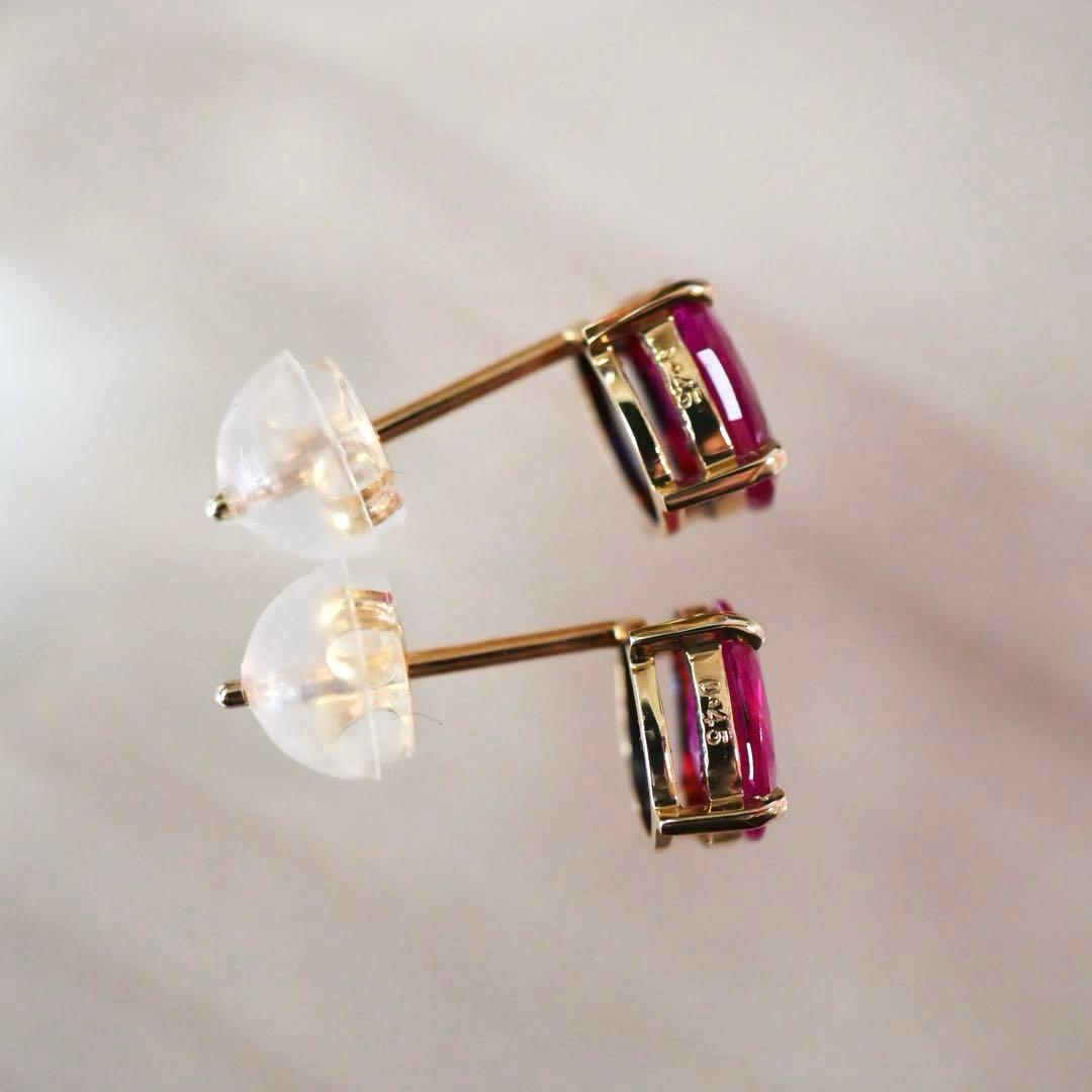 年末セール【新品】 天然 ルビー k10 スタッドピアス 計0.9ct 鑑別付