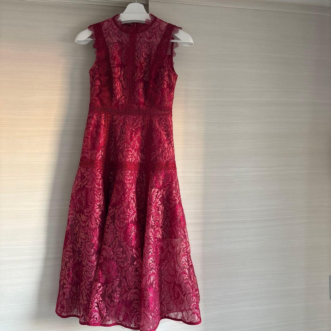 ERUKEI ワインレッド レースドレス