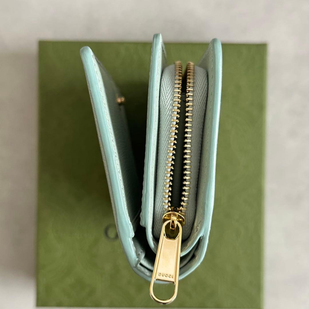 【新品未使用】GUCCI 財布 セラドングリーン×ピンク　折り財布