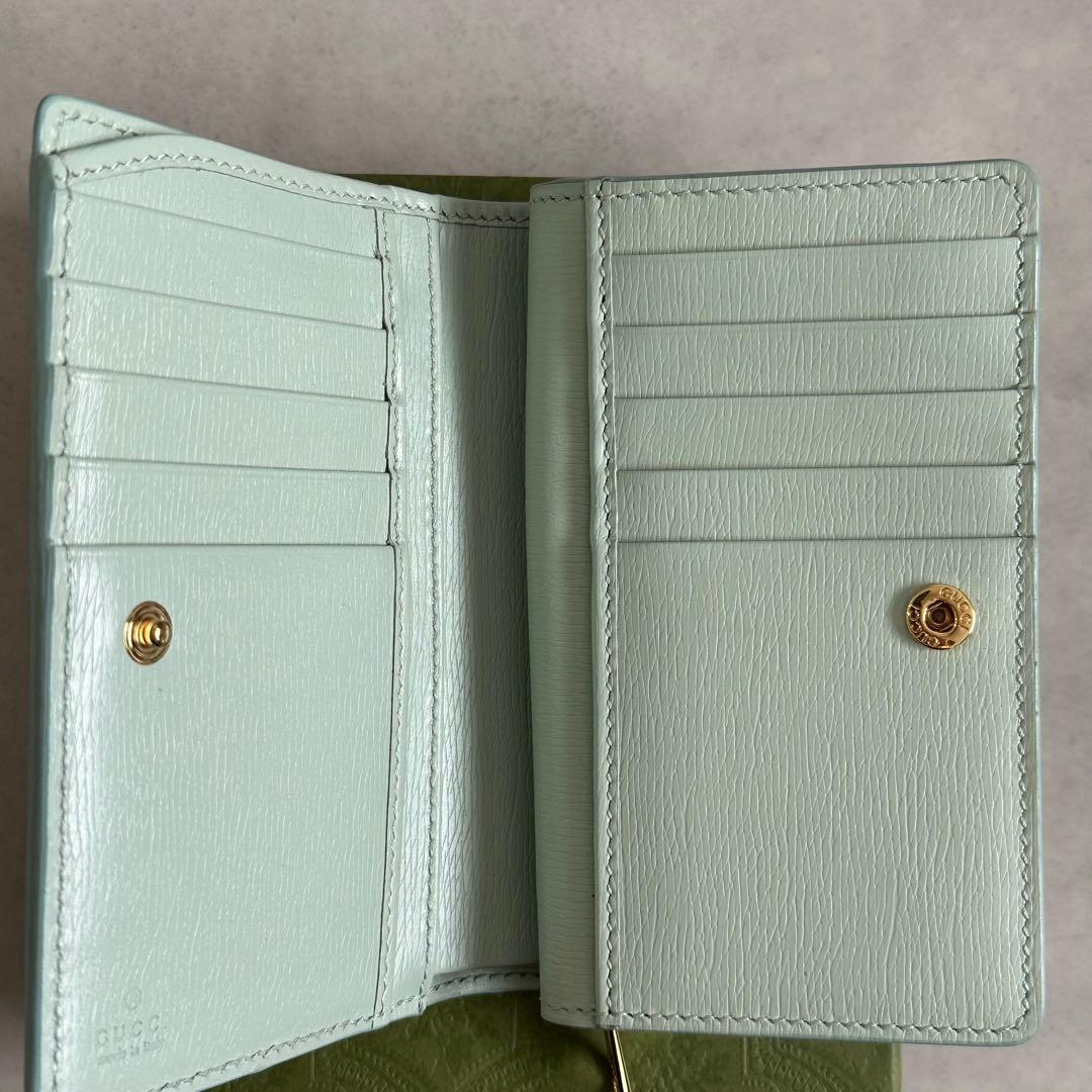 【新品未使用】GUCCI 財布 セラドングリーン×ピンク　折り財布