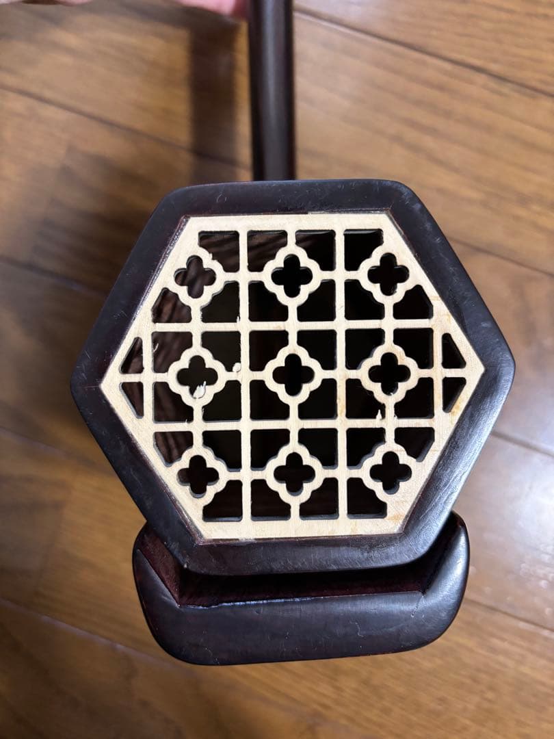 【美品】二胡　ニ泉琴　古月琴坊　万其興製　紅木