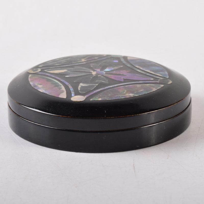 茶道具　塗師　徳山祐哲作　青貝七宝　香合　共箱　V　8120