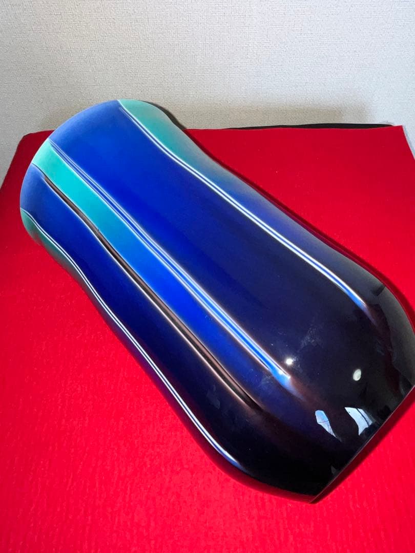 【極上品】人間国宝 徳田八十吉（正彦銘）彩釉 線文 花瓶 約26.5㎝ T248