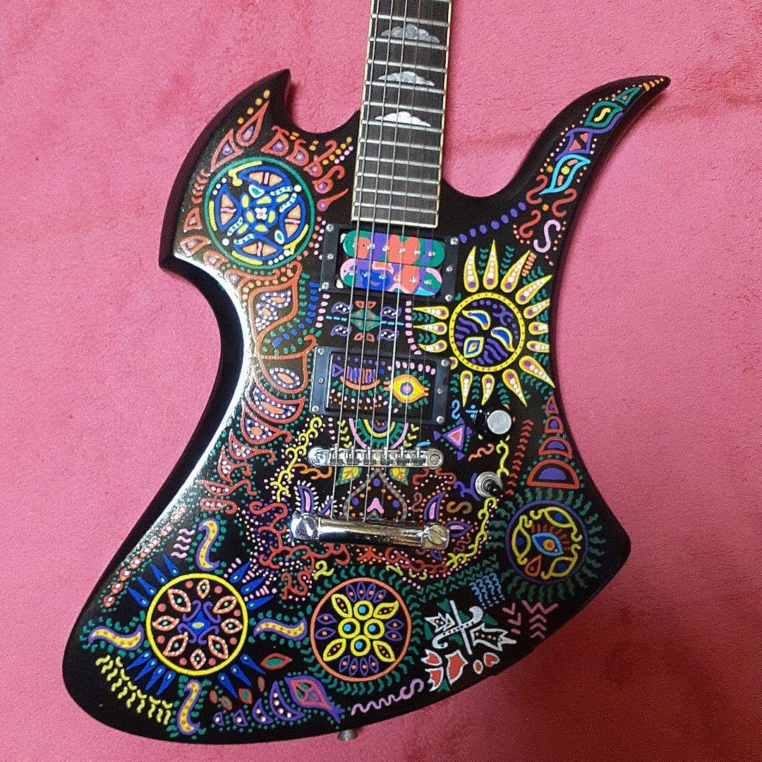 【良・美品】サイケペイント(改)・hideモデル。モッキンバードエレキギター。